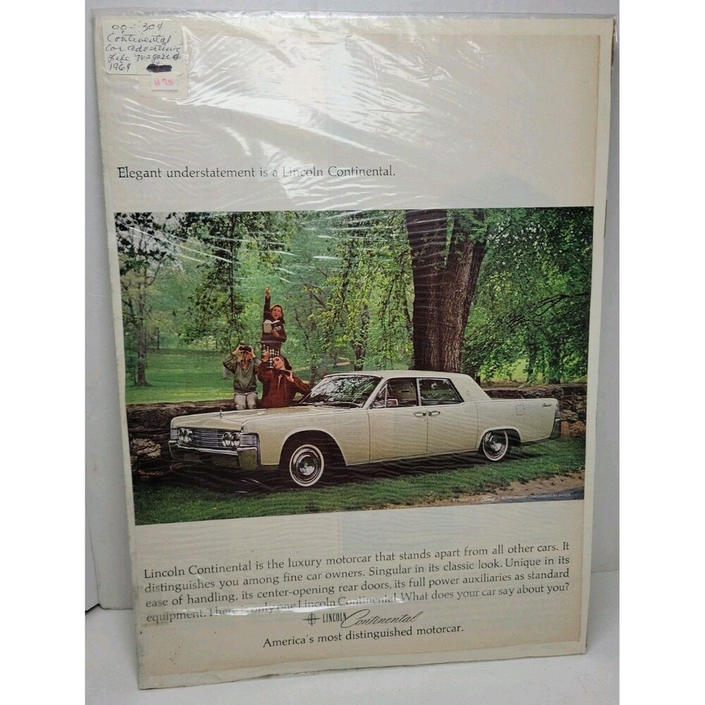 Vintage 1964 Lincoln Continental Print Ad. Life Magazine 13.5 X 10"